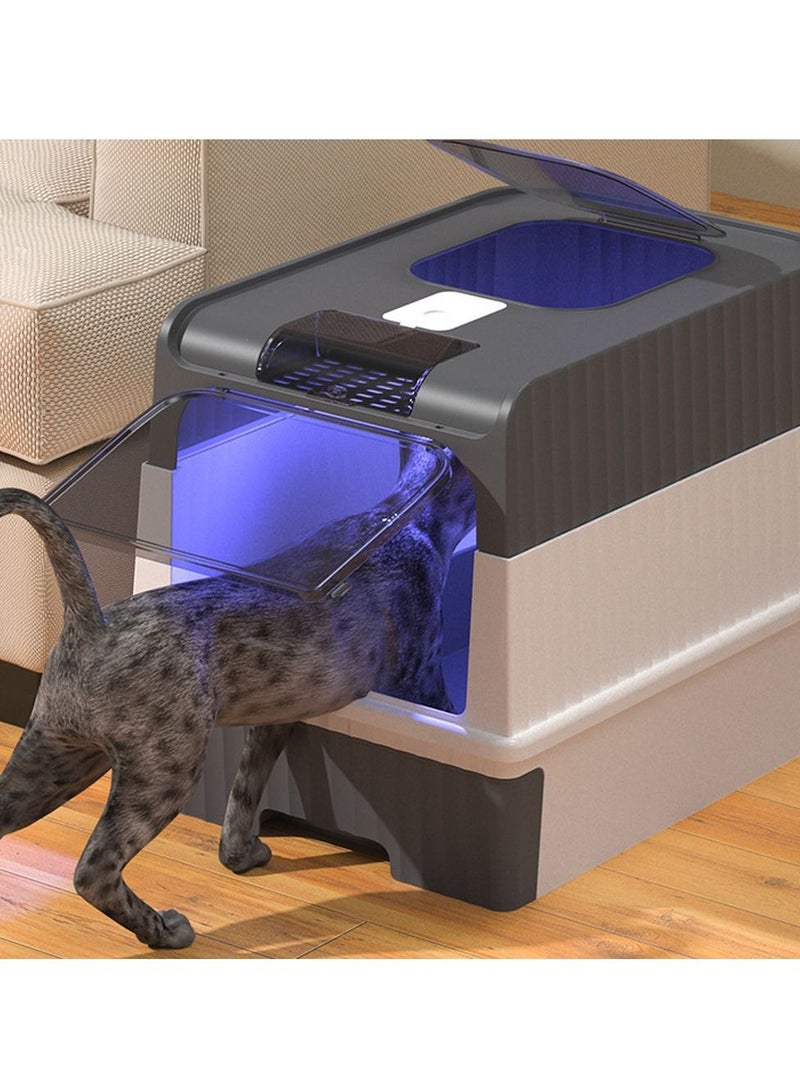 Cat Litter Box Extra Large Drawer Type Rechargeable Sterilisation and Odour Proof Pet Fully Enclosed Cat Litter Box Black