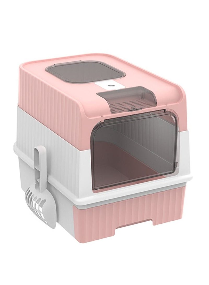 Cat Litter Box Extra Large Drawer Type Rechargeable Sterilisation Anti-odour Pet Fully Enclosed Cat Litter Box Pink