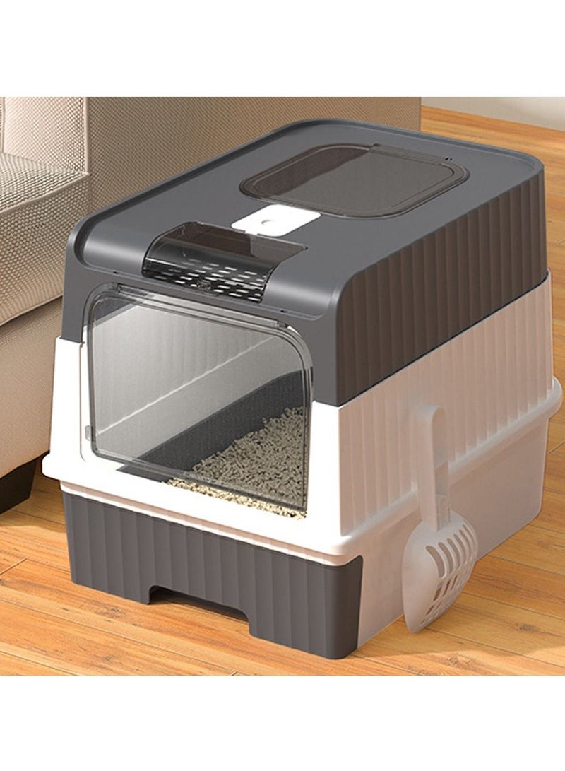 Cat Litter Box Extra Large Drawer Type Rechargeable Sterilisation and Odour Proof Pet Fully Enclosed Cat Litter Box Grey