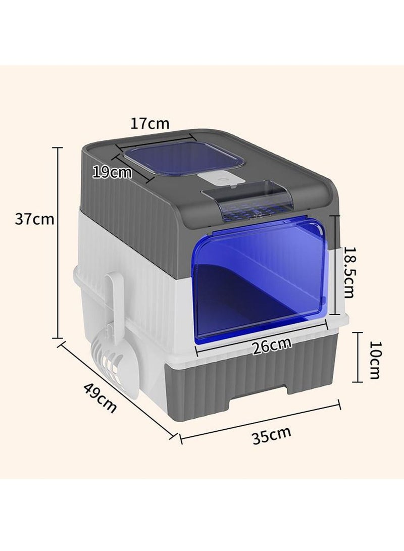 Cat Litter Box Extra Large Drawer Type Rechargeable Sterilisation and Odour Proof Pet Fully Enclosed Cat Litter Box Grey