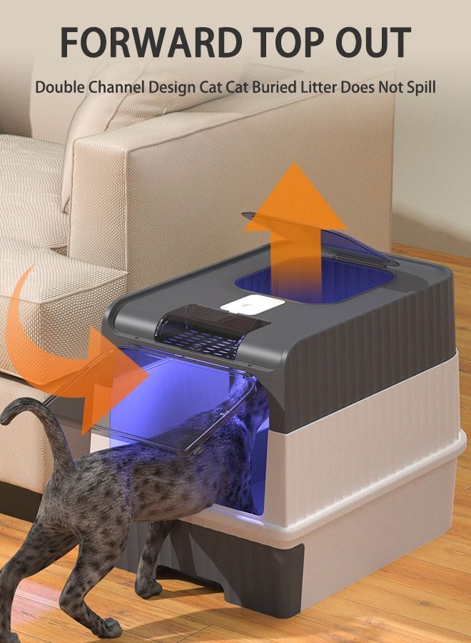 Cat Litter Box Extra Large Drawer Type Rechargeable Sterilisation and Odour Proof Pet Fully Enclosed Cat Litter Box Grey