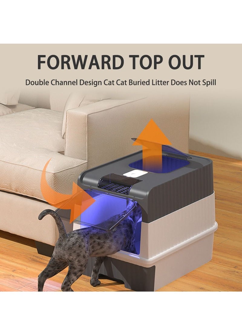 Cat Litter Box Extra Large Drawer Type Rechargeable Sterilisation and Odour Proof Pet Fully Enclosed Cat Litter Box Grey