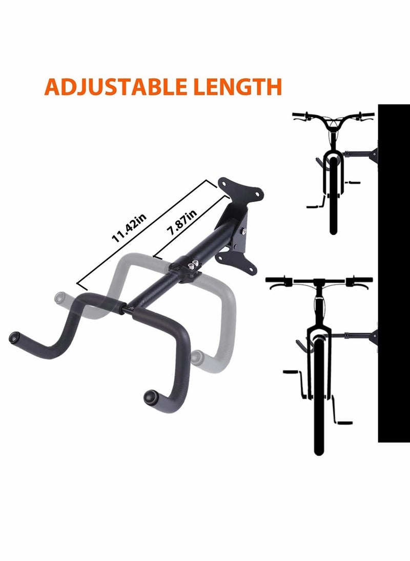 Bike Wall Mount Rack, Bicycle Rack Storage, Horizontal Bicycle Storage Hanger, Adjustable Bike Hanging Hook, Foldable Heavy Duty Bike Rack Hook Holder Mounted Garage Indoor or Home,Black, 1 Pcs