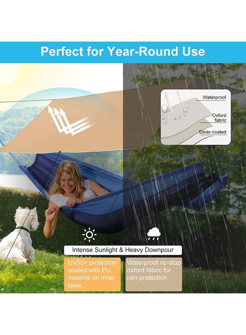 3×4 M Camping Tarp With 2 Poles Waterproof & Lightweight Tent Tarp Rain Fly Sun Shelter For Outdoors Camping Hiking Picnic