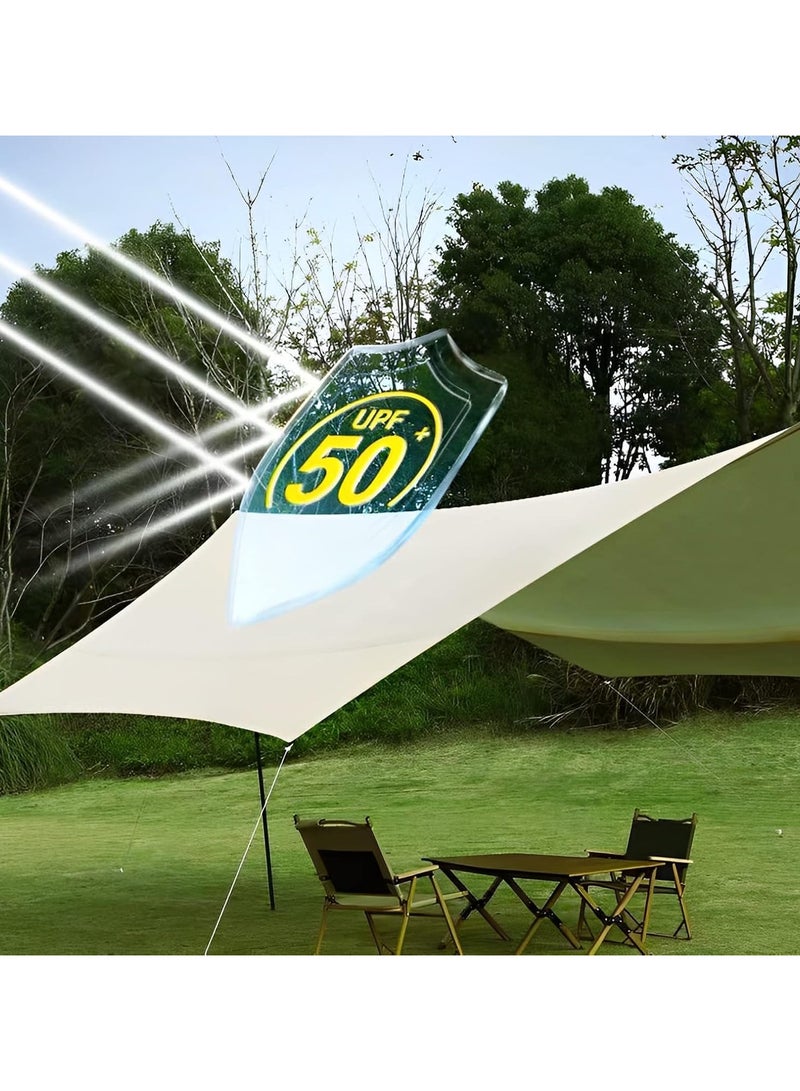 3×4 M Camping Tarp With 2 Poles Waterproof & Lightweight Tent Tarp Rain Fly Sun Shelter For Outdoors Camping Hiking Picnic