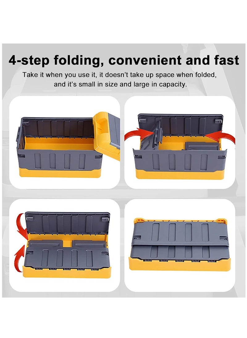 Outdoor Camping Foldable Storage Box with Flat Lid 60L, Large Capacity (Yellow & Grey)