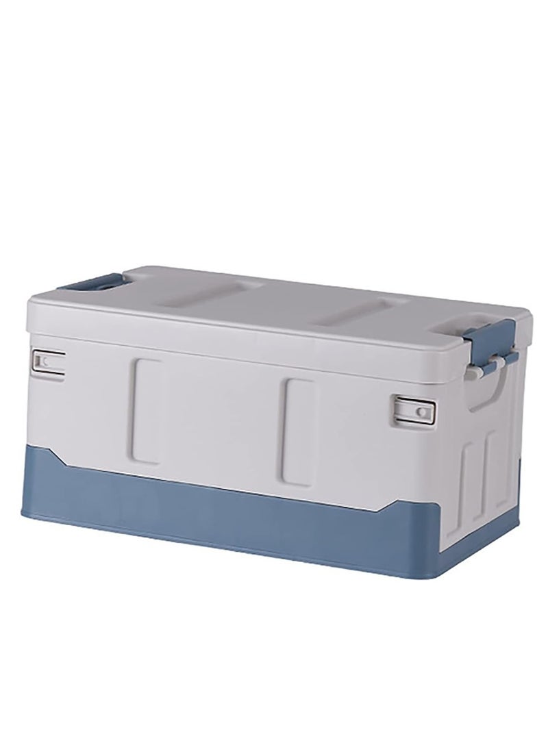 Camping Storage Box with Flat Lid Large Capacity (White & Sky Blue)