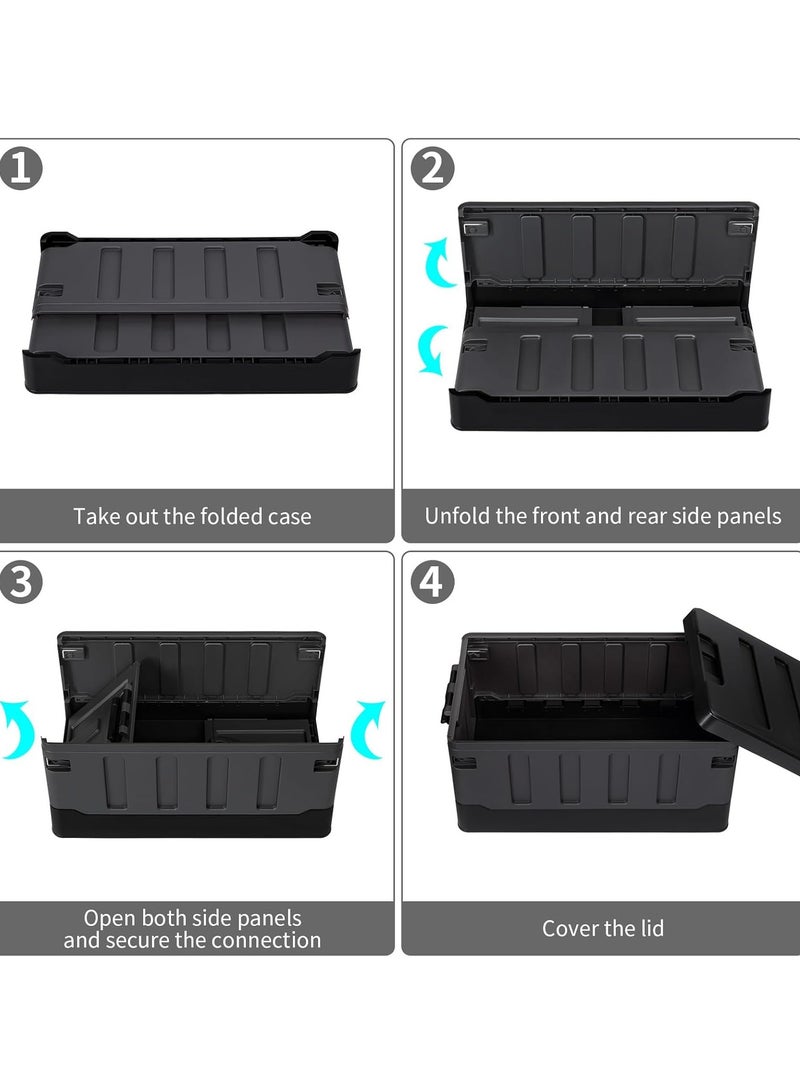 Outdoor Camping Foldable Storage Box with Flat Lid 60L, Large Capacity (Yellow & Grey)