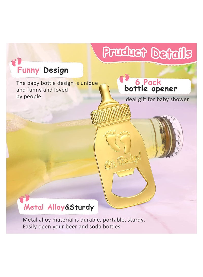 6 lovely Baby Shower Bottle Openers with Footprints - Perfect Gender Reveal Party Favors for Boys & Girls (Pink)