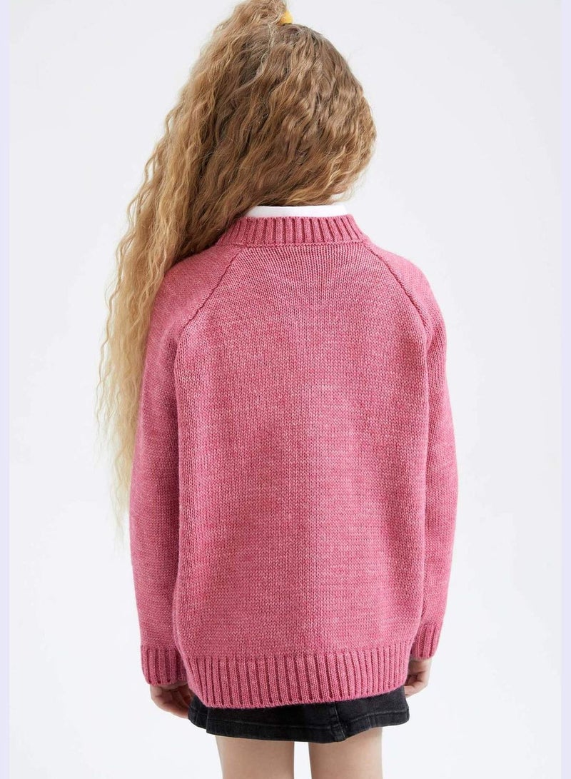 Girl Oversize Fit Crew Neck Long Sleeve Tricot Pullover