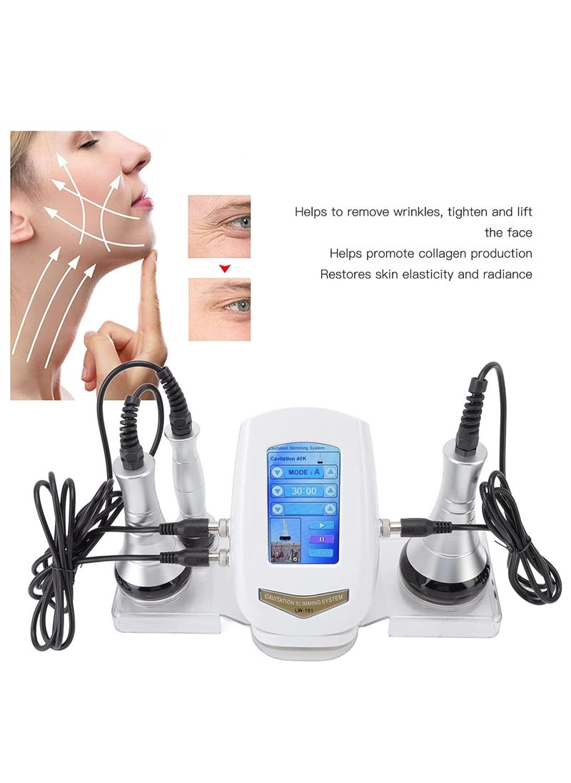 3 In 1 Ultrasonic Cavitation Machine, 40K RF Body Sculpting Machine Skin Rejuvenation Home Use Care Tool for Face Neck Arm Waist Thigh and Buttock