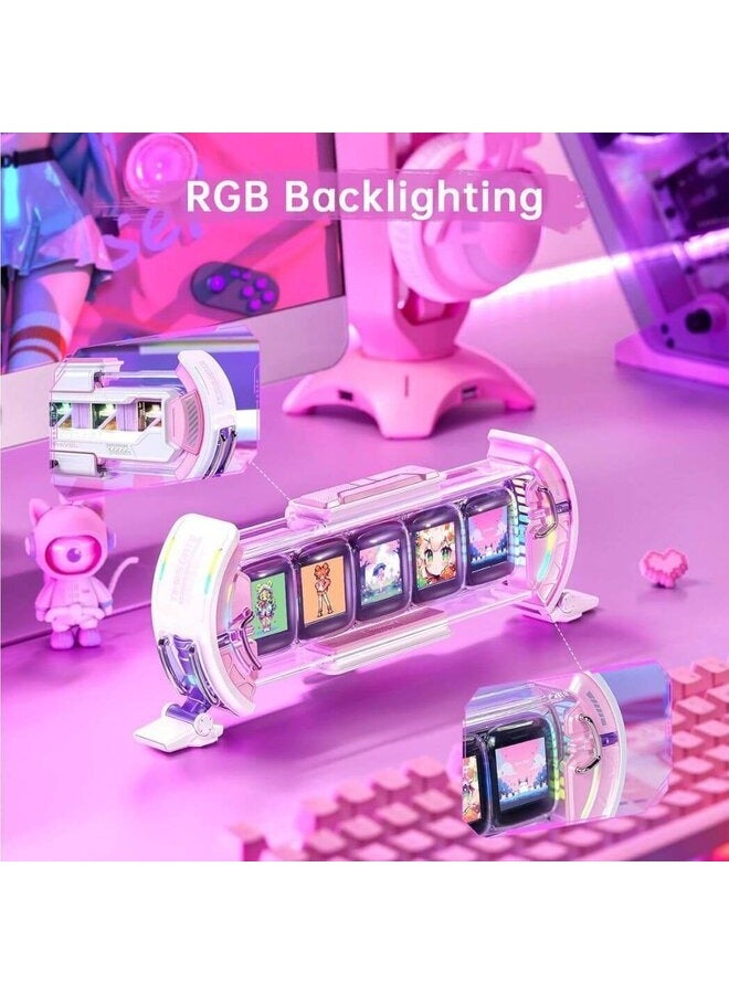 Times Gate Pixel Art Informative Display, 5 Full-Color LCD IPS Screens, Customizable Pixel Art, Smart App for Design