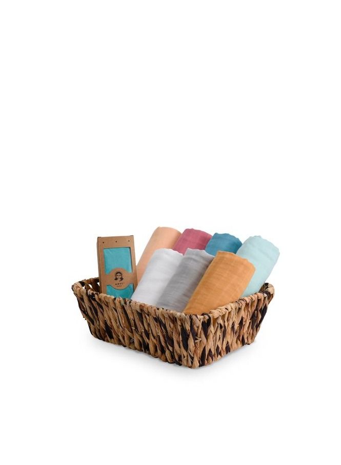 Anvi Baby Organic Bamboo Muslin Swaddle Wrap- Set of 2 -Maroon & Moon