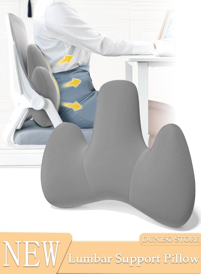 Lumbar Support Pillow Seat Cushion for Office Chair Pressure Relief Sciatica & Tailbone Pain Relief Memory Foam Firm Coccyx Pad for Long Sitting, for Office Chair, Gaming Chair and Car Seat