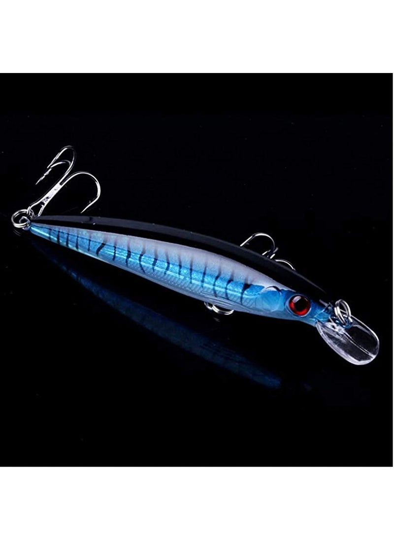 Fishing Lures, 10Pcs Fishing Lure Artificial Floating Minnow Hard Bait Swimbait Fishing Tackle Set with Treble Hooks Sinking Metal Spoons Micro Jigging Bait for Outdoor Fishing