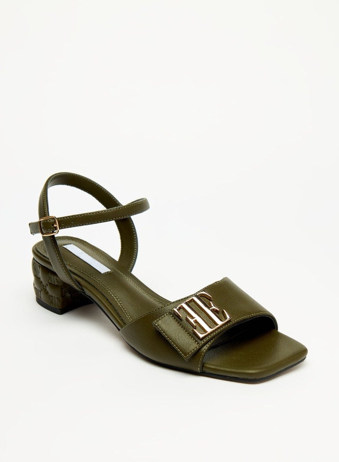 Women's Solid Sandals with Buckle Closure and Block Heels