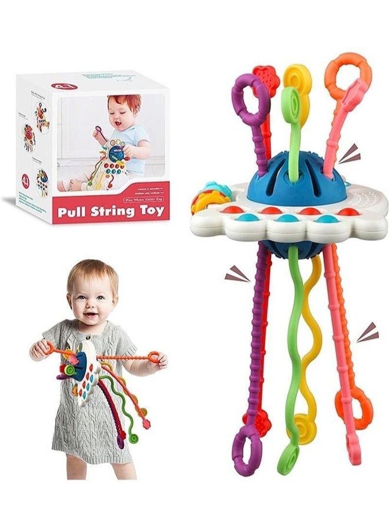 Baby Montessori Silicone Toy ,Travel Pull String Activity Toy,Sensory Toys ,Fine Motor Skills Developmental ToysBoys Girls Infant