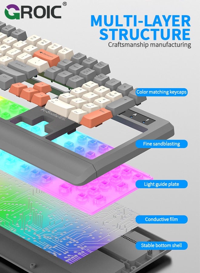 Keyboard 104 Keys Gaming Keyboard and Mouse Combo with RGB Backlit Quiet Computer Keyboard, All-Metal Panel, Waterproof Light Up PC Keyboard, USB Wired Keyboard for MAC Xbox PC Gamers