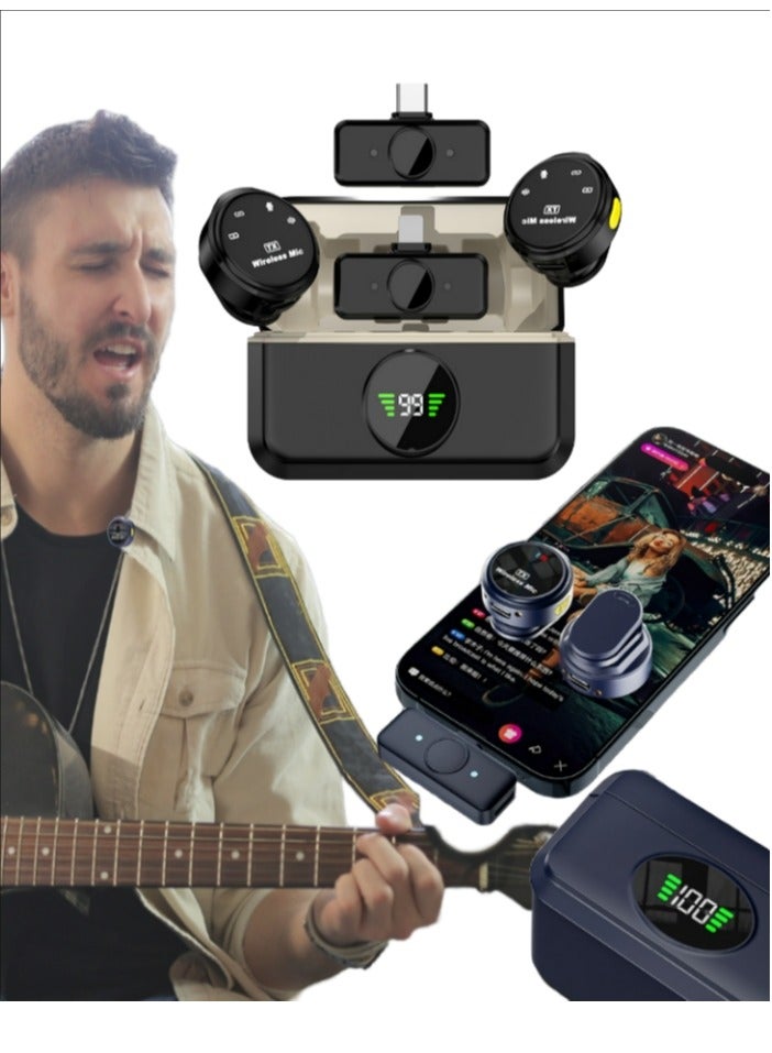 Wireless Lavalier Microphone for iPhone iPad with Type-C - Dual Mini Omnidirectional Condenser Video Recording Mini Wireless Microphone for Interviews Podcasts Vloggers YouTube Live Broadcasts