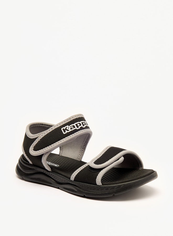 Boy's Logo Print Sandals with Hook and Loop Closure