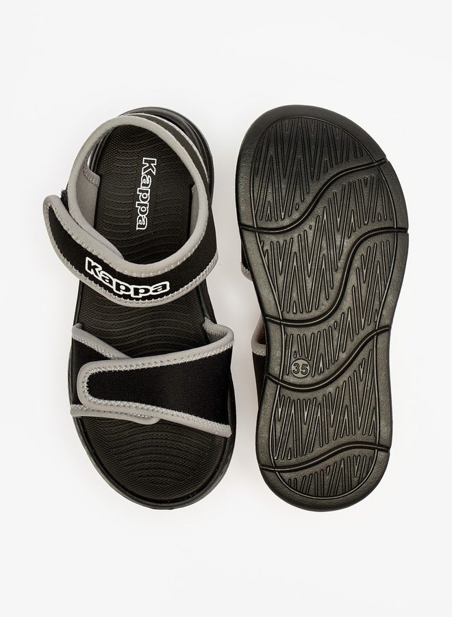 Boy's Logo Print Sandals with Hook and Loop Closure