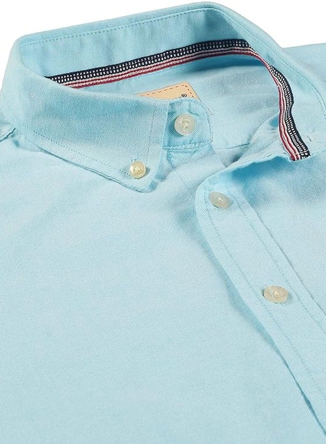 Men's Button Down Slim Fit, Casual Style semi Shirt Dressing | Long Sleeve | Smart Fit Cuff - Sea Green