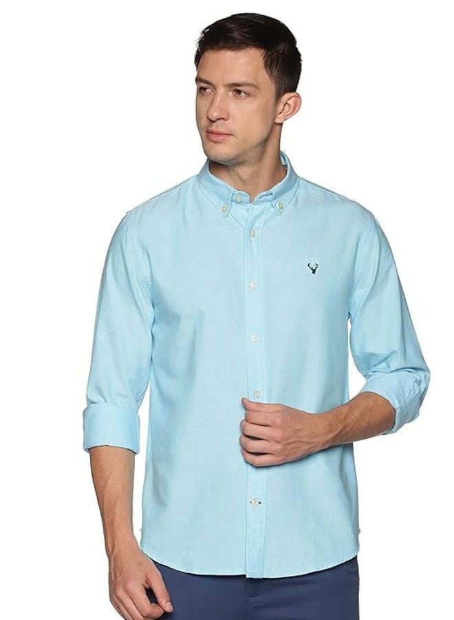 Men's Button Down Slim Fit, Casual Style semi Shirt Dressing | Long Sleeve | Smart Fit Cuff - Sea Green