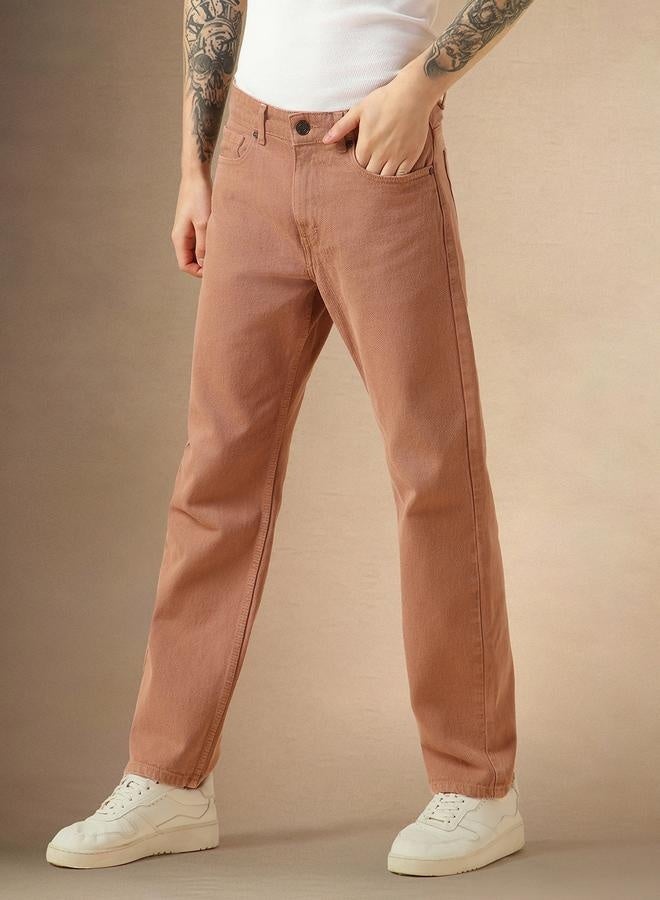 Men's Rust Relaxed Fit Jeans - Bold and Trendy Denim