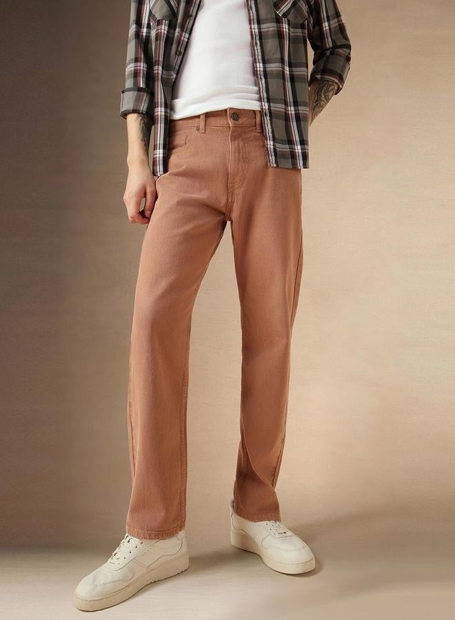 Men's Rust Relaxed Fit Jeans - Bold and Trendy Denim