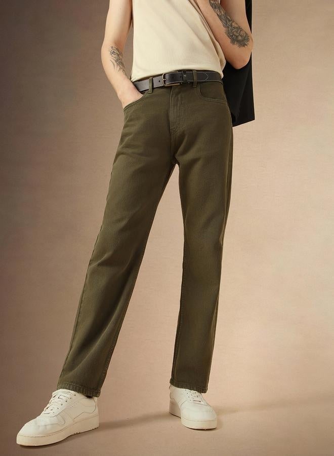 Men's Green Relaxed Fit Jeans - Unique and Stylish Denim