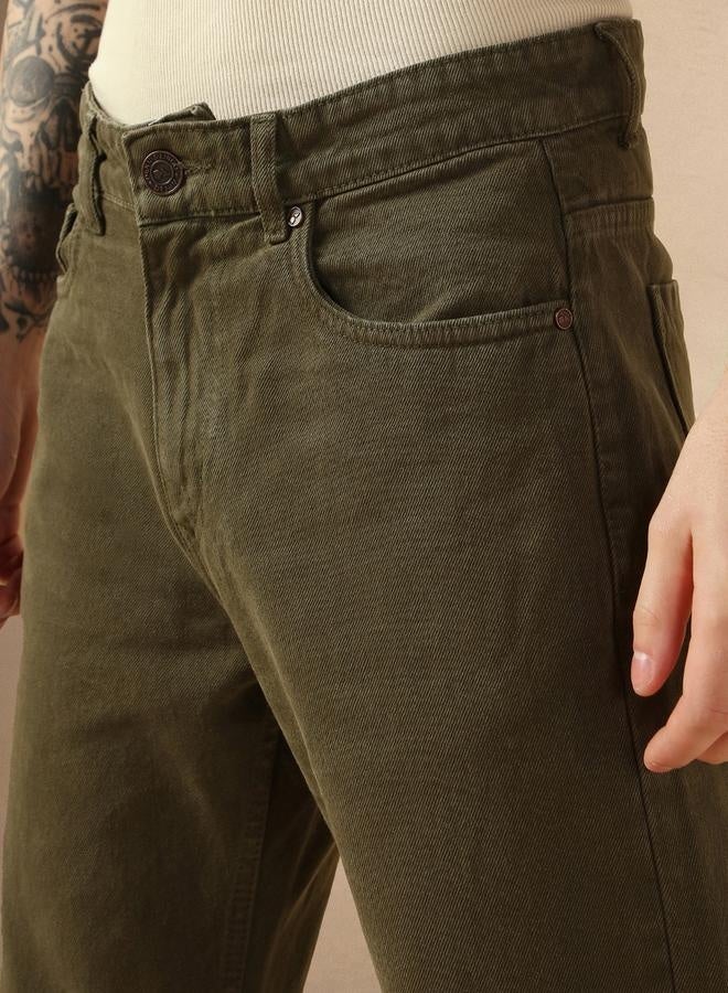 Men's Green Relaxed Fit Jeans - Unique and Stylish Denim