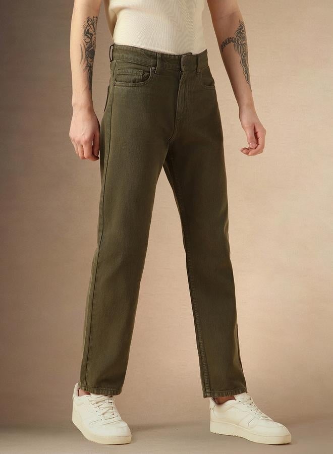 Men's Green Relaxed Fit Jeans - Unique and Stylish Denim