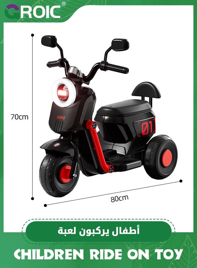 Kids Motorcycle,Kids Cartoon Ride on Car,6V Battery Powered Electric Motorcycle with LED Headlights, Music, Pedal,Forward/Reserve, 3 Wheels Motorbike Toys,Electric Scooter for Kids