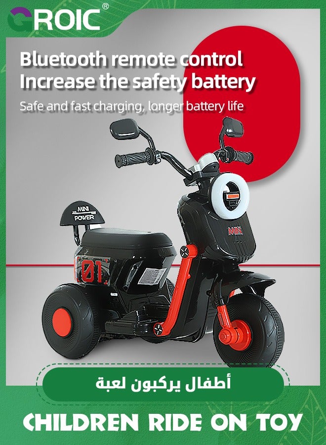 Kids Motorcycle,Kids Cartoon Ride on Car,6V Battery Powered Electric Motorcycle with LED Headlights, Music, Pedal,Forward/Reserve, 3 Wheels Motorbike Toys,Electric Scooter for Kids