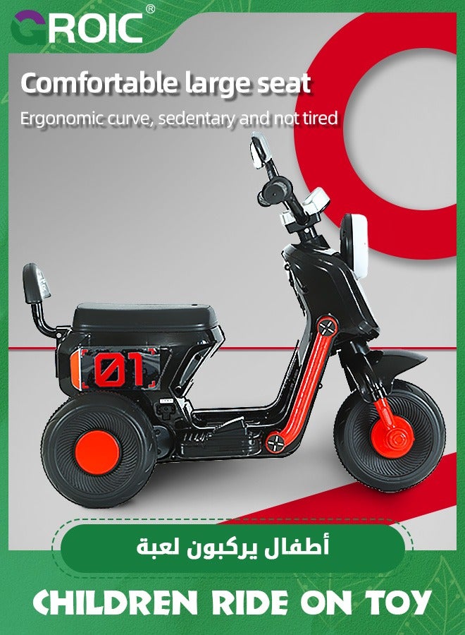 Kids Motorcycle,Kids Cartoon Ride on Car,6V Battery Powered Electric Motorcycle with LED Headlights, Music, Pedal,Forward/Reserve, 3 Wheels Motorbike Toys,Electric Scooter for Kids