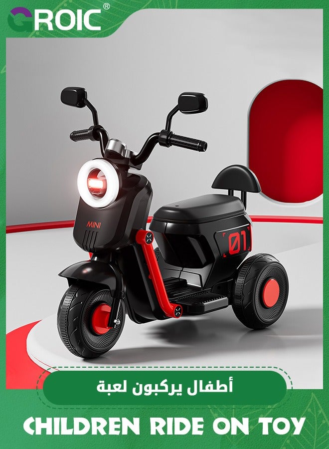 Kids Motorcycle,Kids Cartoon Ride on Car,6V Battery Powered Electric Motorcycle with LED Headlights, Music, Pedal,Forward/Reserve, 3 Wheels Motorbike Toys,Electric Scooter for Kids