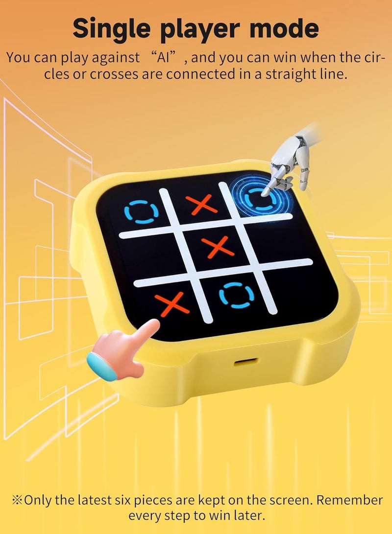 Tic Tac Toe Game, Electronic Handheld Puzzle Game Console, Portable Infinite TicTacToe Travel Game for Educational and Memory Growth, Family Toys Board Games for Kids and Adults