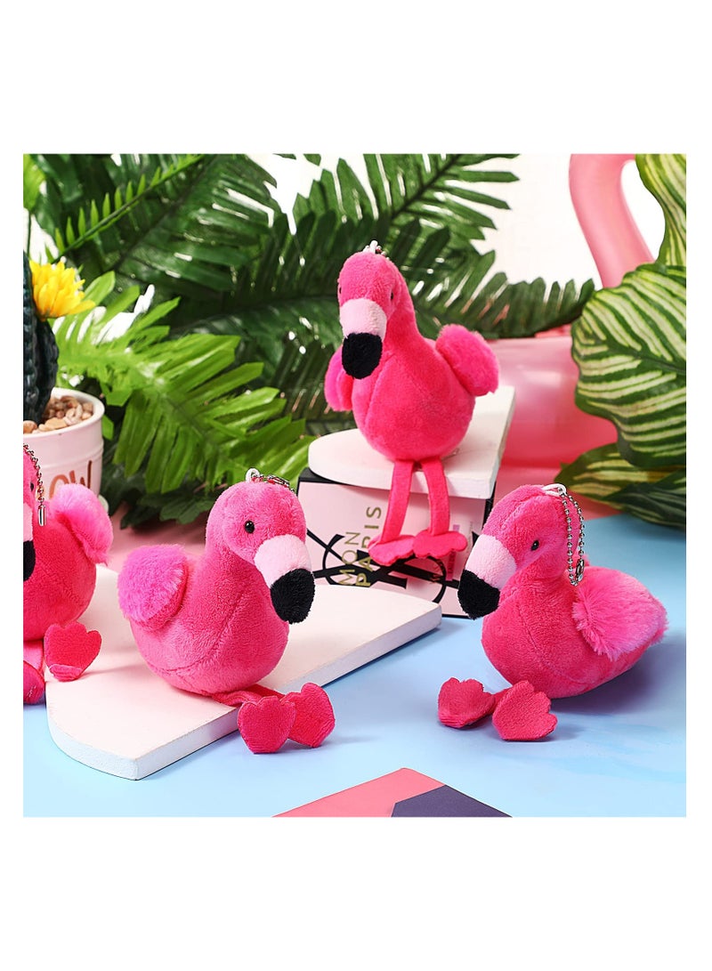 6 Pcs Mini Flamingo Plush Toys, 5.5 Inch Stuffed Flamingo Keychain & Hanging Ornaments for DIY Birthday Decorations & Party Favors (Rose Red), Adorable & Fun Gifts