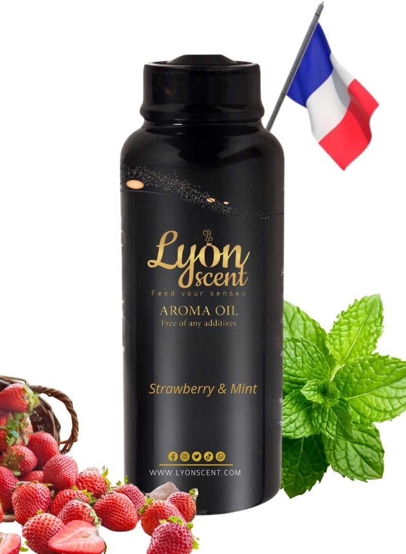 Lyon Scent Aroma Oil, 100% Pure Oil, Perfume for Air Freshener, Diffuser Aroma, Fragrance Oil, Air Freshener Oil refill, Essential Scented Oil, Luxurious Scent (Strawberry & Mint)