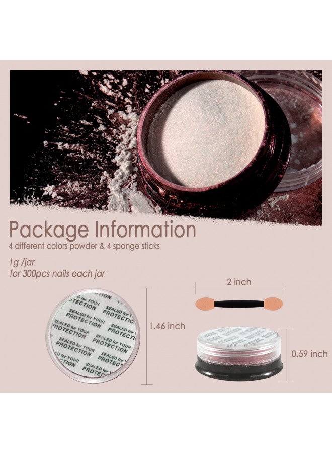Allstarry Chrome Nail Powder 4 Colors Iridescent Aurora Powder Metallic Mirror Effect Pigment Pearlescent Purple Mermaid Unicorn Glitter for Nail Art Manicure Decoration Home DIY Salon