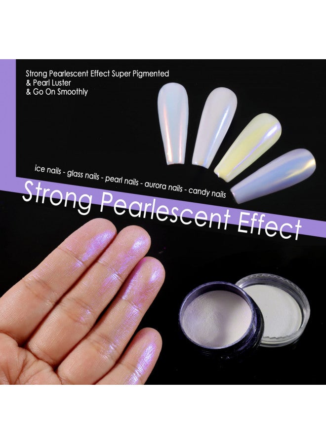 Allstarry Chrome Nail Powder 4 Colors Iridescent Aurora Powder Metallic Mirror Effect Pigment Pearlescent Purple Mermaid Unicorn Glitter for Nail Art Manicure Decoration Home DIY Salon