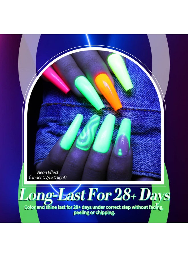 Born Pretty Neon Gel Nail Polish Set Fluorescent Gel polish Orange Hot Pink Blue Yellow Green Purple Vibrant Spring Summer Gel Polish Soak Off UV LED Gel Nail Polish Nail Art Manicure 6PCS 10ML