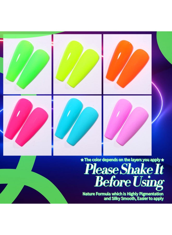 Born Pretty Neon Gel Nail Polish Set Fluorescent Gel polish Orange Hot Pink Blue Yellow Green Purple Vibrant Spring Summer Gel Polish Soak Off UV LED Gel Nail Polish Nail Art Manicure 6PCS 10ML