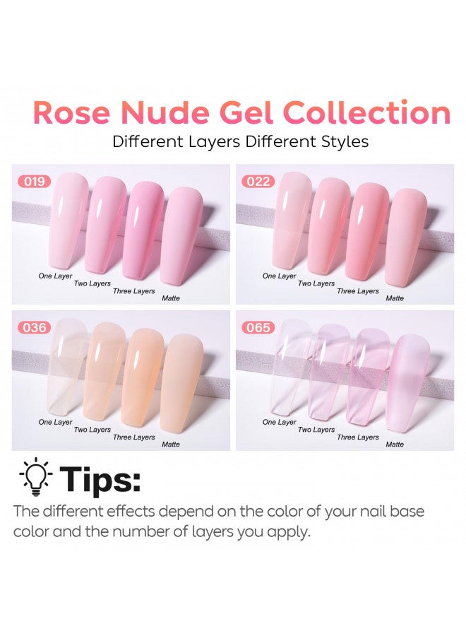 AIMEILI Soak Off U V LED Nude Gel Nail Polish Natural Sheer Pink Nail Polish Gel Set Of 4pcs X 10ml - Kit Set 17