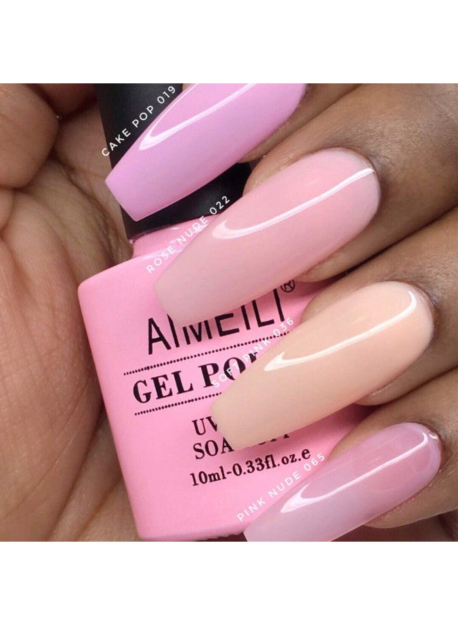 AIMEILI Soak Off U V LED Nude Gel Nail Polish Natural Sheer Pink Nail Polish Gel Set Of 4pcs X 10ml - Kit Set 17