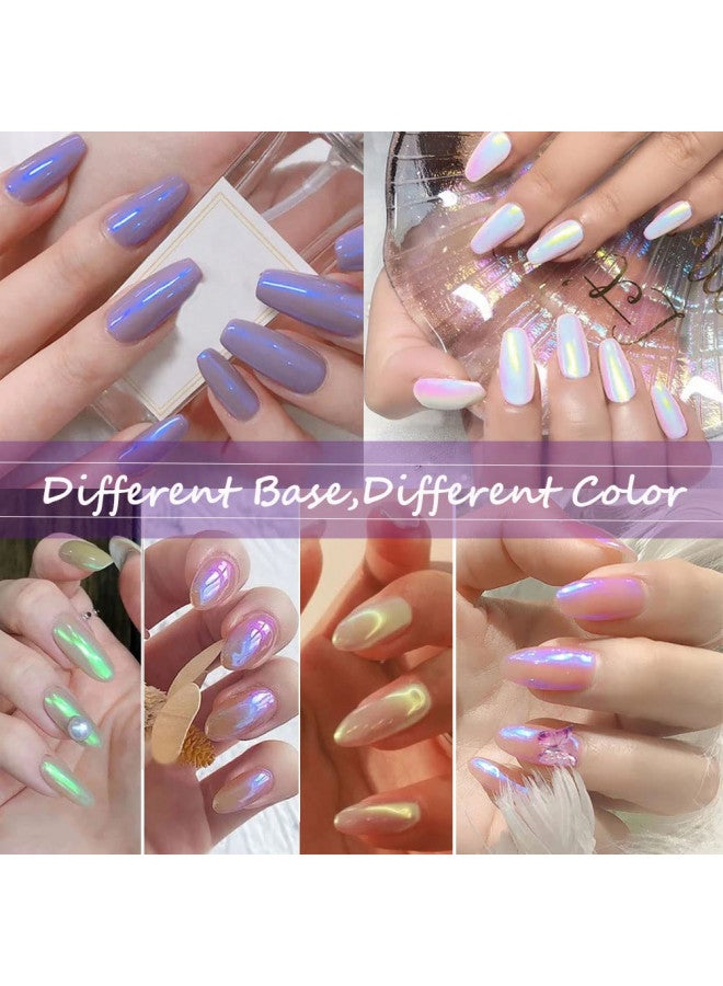 7 Colors White Pearl Chrome Nail Powder Aurora Metallic Nail Powder Holographic Mirror Effect Chrome Powder Iridescent Shell Powder Glitter Nail Art Pigment Manicure Powder for Nails (White Pearl)