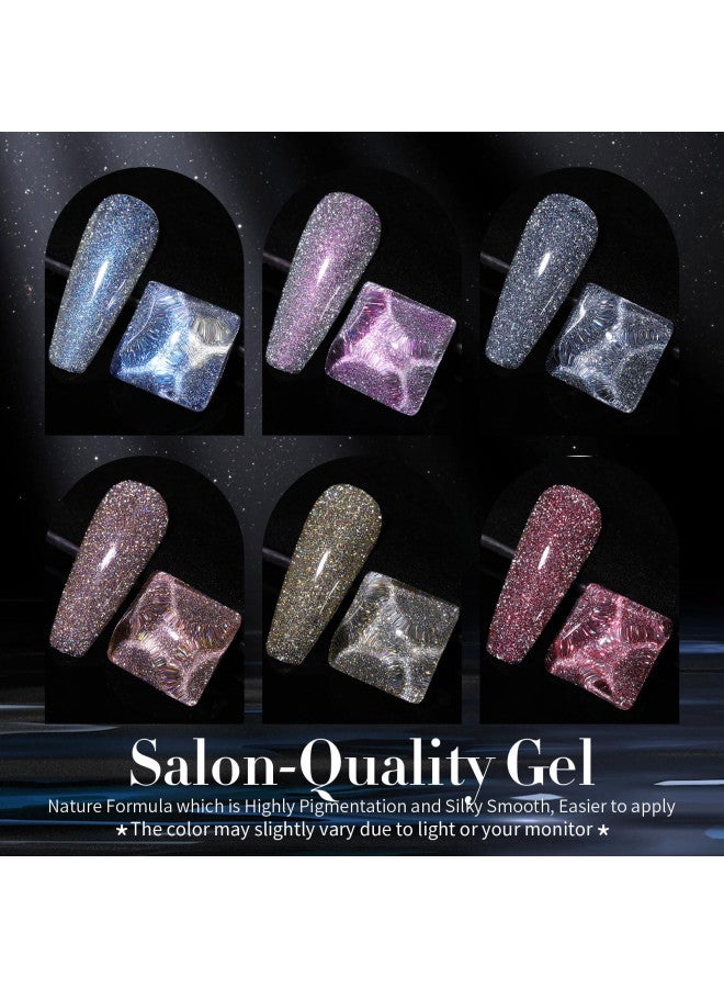 Born Pretty Reflective Glitter Gel Polish,Sparkly Shiny Disco DJ LED Gel Nail Polish Nail Varnish 6PCS 7ML