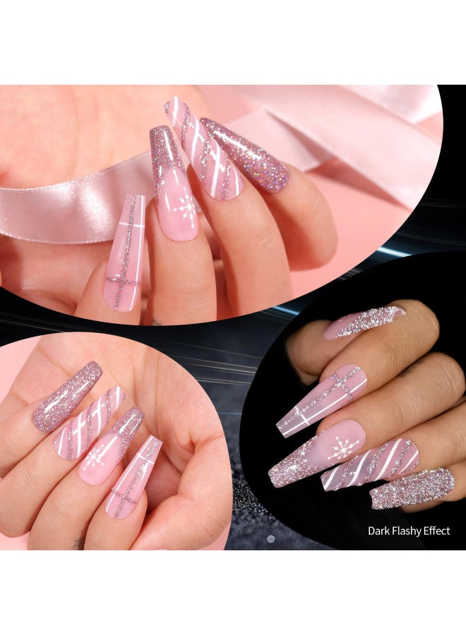 Born Pretty Reflective Glitter Gel Polish,Sparkly Shiny Disco DJ LED Gel Nail Polish Nail Varnish 6PCS 7ML
