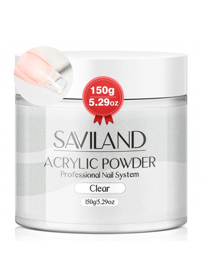 Saviland Clear Acrylic Powder 5.29OZ Large Capacity Acrylic Nail Powder Polymer Beginner Friendly Long Lasting No Need Nail Lamp Professional Acrylic Powder for French Manicure Nail Carving