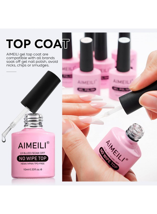 AIMEILI 5 in 1 Builder Base Clear Builder Nail Gel for Nails Extension and No Wipe Top Set Soak Off U V LED Gel Nail Lacquer